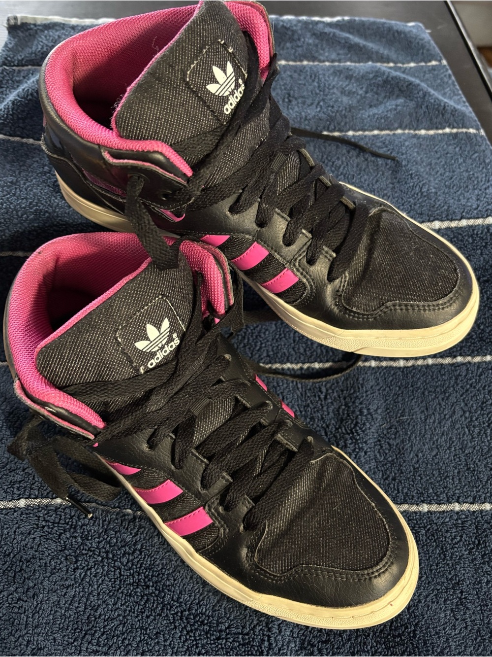 adidas Black & Pink Mid-Top Sneakers